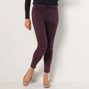 LOGO by Lori Goldstein Petite Sun Faded Straight Leg Jeans - Very Berry 6P